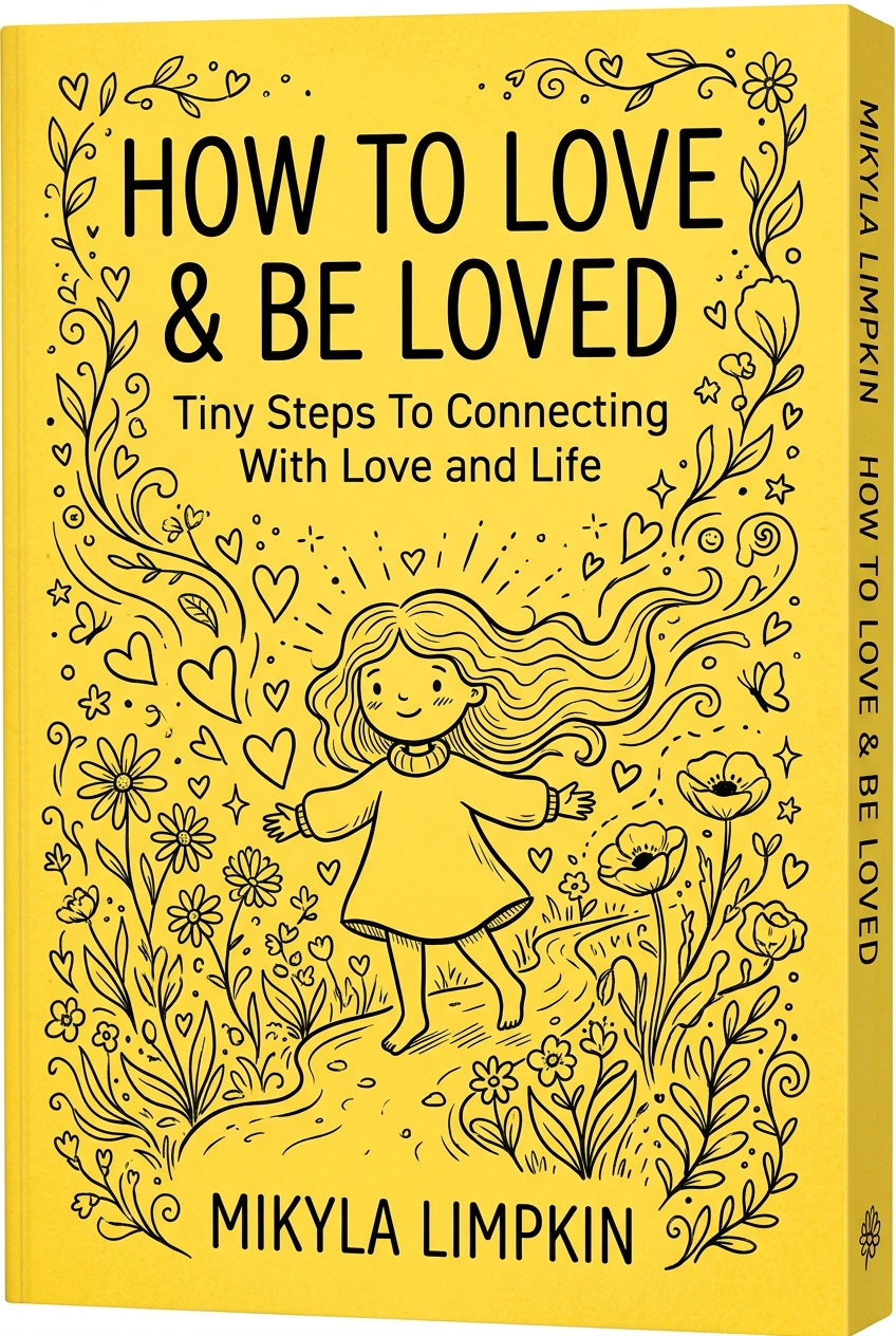 How to Love and Be Loved by Mikyla Limpkin — bright yellow cover with pink script title and ink drawings